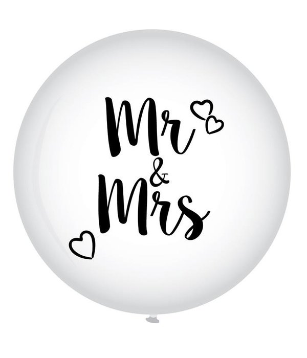 XL Ballon Mr. & Mrs. Wit - 90 cm