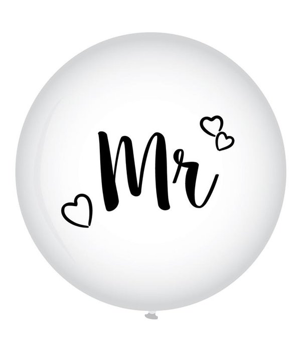 XL Ballon Mr. Bruiloft Wit - 90 cm
