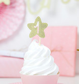 Cake Topper '1' Ster Goud - 6 stuks