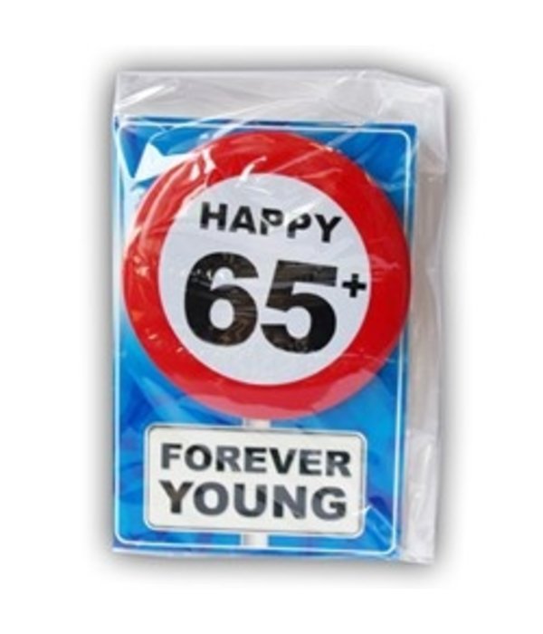 Happy Age Kaart Button - 65 Jaar