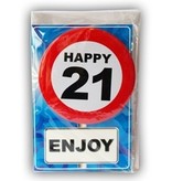 Happy Age Kaart Button - 21 Jaar