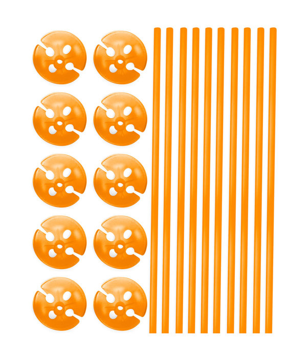 Ballonstokjes met Houders Oranje - 10 stuks