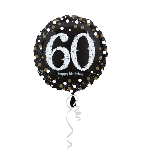 Folieballon 60 Jaar Happy Birthday Zilver 43cm