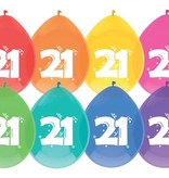 Ballonnen 21 jaar mix kleuren 8 stuks