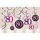 80 Jaar Hangdecoratie Swirls Mix Pink