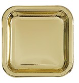 Feestbordjes Goud Vierkant - 8 Stuks