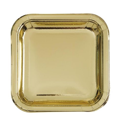 Feestbordjes Goud Vierkant - 8 Stuks