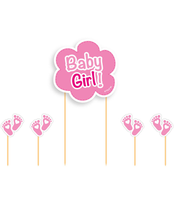 Taart Topper Set Geboorte Baby Girl