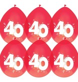 Ballonnen 40 Jaar Robijn Rood - 6 Stuks