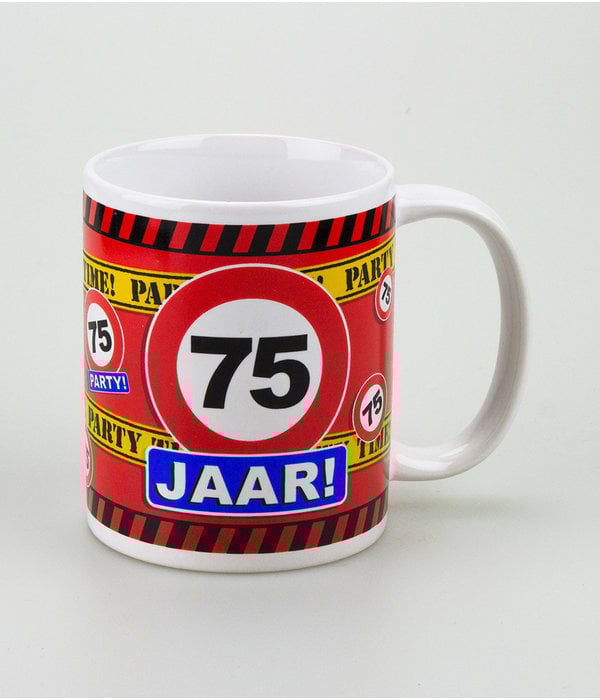 Leeftijd mok verkeersbord 75 jaar