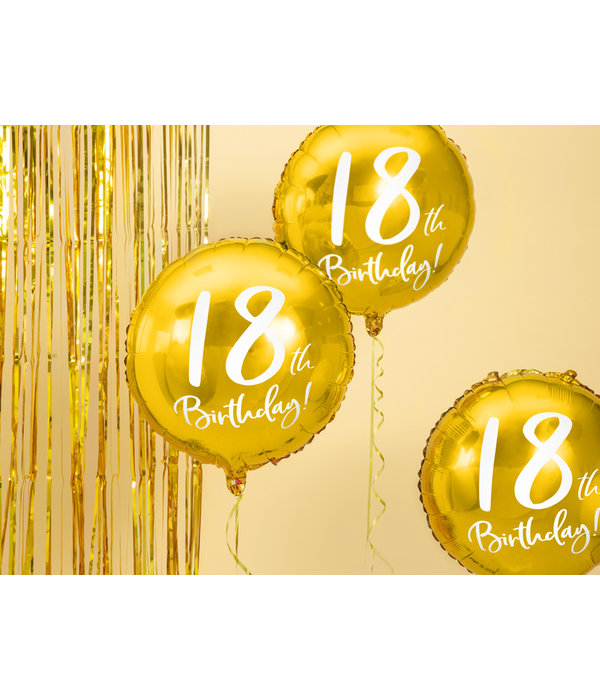 Folieballon 18th Birthday goud (45cm)