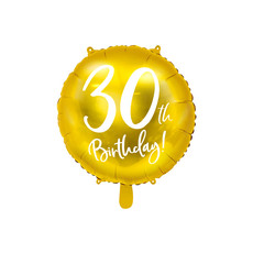 Folieballon 30th Birthday goud (45cm)