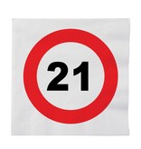 16 Servetten verkeersbord 21 jaar