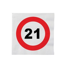 16 Servetten verkeersbord 21 jaar