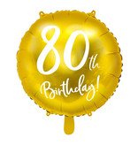 Folieballon 80th Birthday goud (45cm)
