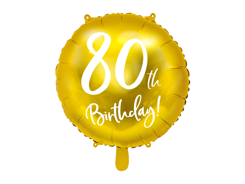 Folieballon 80th Birthday goud (45cm) afbeelding