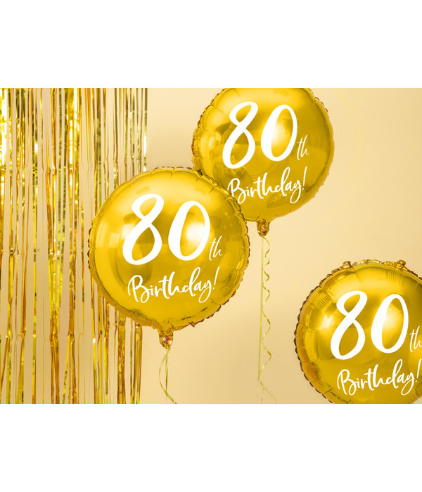 Folieballon 80th Birthday goud (45cm)