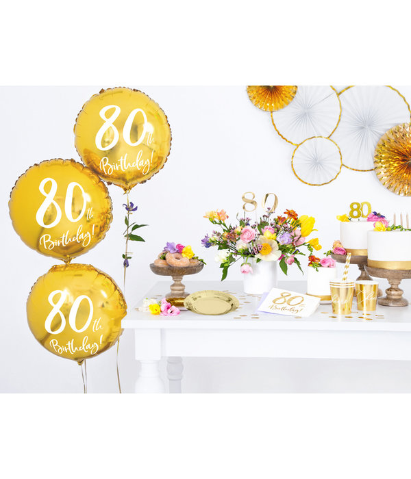 Folieballon 80th Birthday goud (45cm)