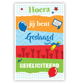 Feestelijke wenskaart 'Hoera jij bent geslaagd, gefeliciteerd'