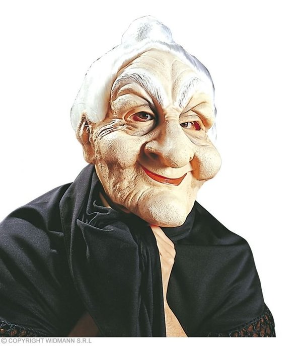 Oma masker met hoog knotje