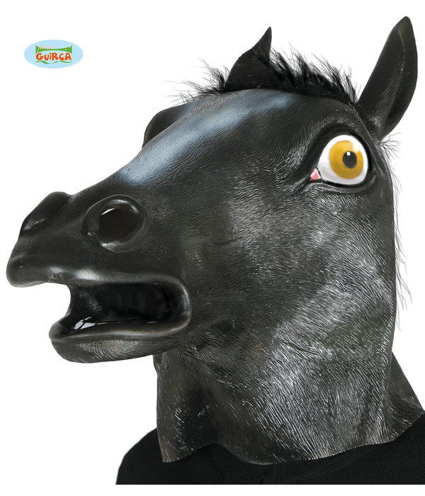 Masker zwart paard met haar