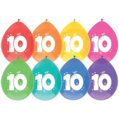 Ballonnen 10 jaar mix kleuren