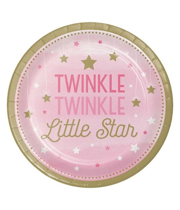 Bordjes Twinkle Little Star Roze - 8 Stuks