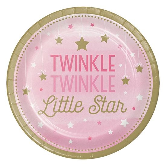 Bordjes Twinkle Little Star Roze 8 Stuks