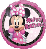 Folieballon Minnie Mouse Happy Birthday Rond - 43 cm