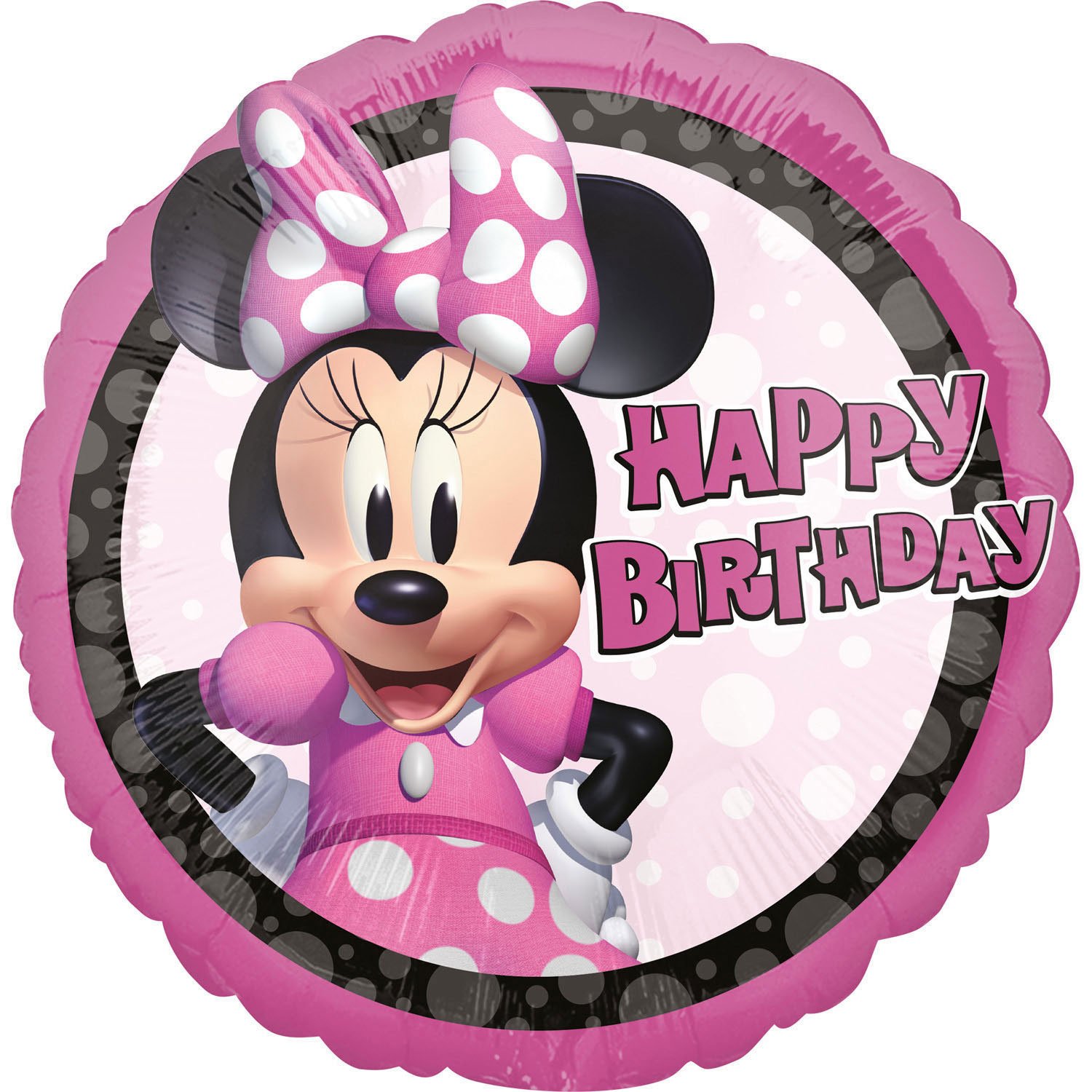 Uitstekend spanning melk wit Folieballon Minnie Mouse Happy Birthday Rond - 43 cm - Feestbazaar.nl