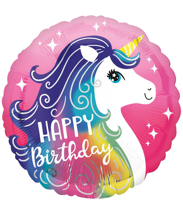 Folieballon Unicorn Happy Birthday - 45 cm