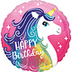 Folieballon Unicorn Happy Birthday - 45 cm