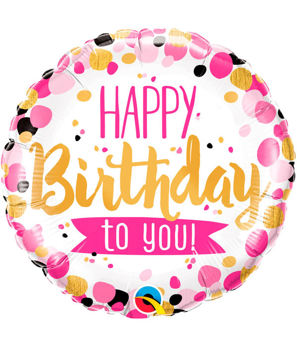 Folieballon Happy Birthday Roze/Goud - 45 cm