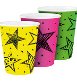 Feestbekers Neon Sterren - 6 Stuks