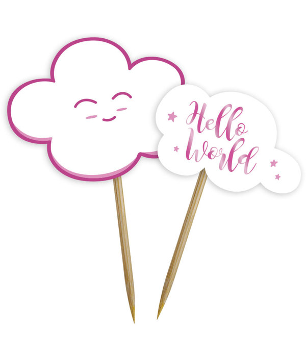 Prikkers Babyshower Roze Wolkjes - 24 Stuks