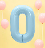 Folieballon cijfer 0 lichtblauw 86cm