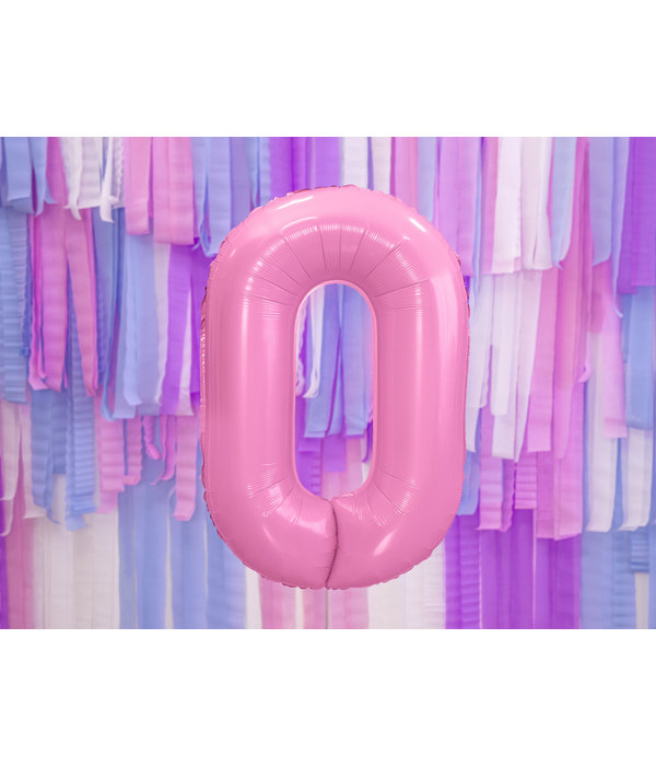 Folieballon cijfer 0 roze 86cm