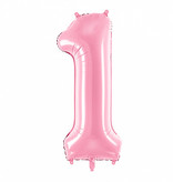 Folieballon cijfer 1 roze 86cm