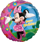 Folieballon  Verjaardag Minnie Mouse Rond - 45 cm