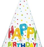 Feesthoedjes Happy Birthday Ballonprint - 8 Stuks