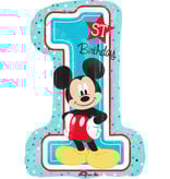 Folieballon 1st Birthday Mickey Mouse XL cijfer