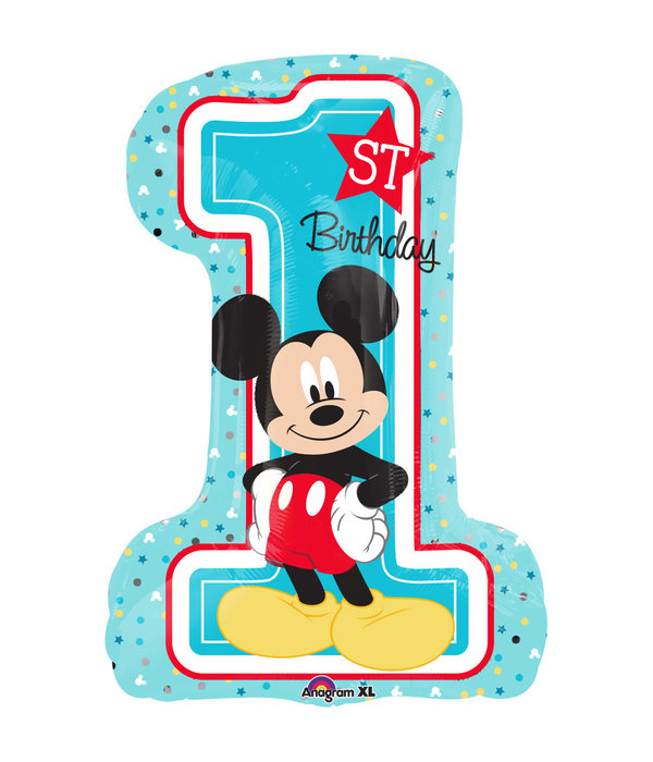Folieballon 1st Birthday Mickey Mouse XL cijfer