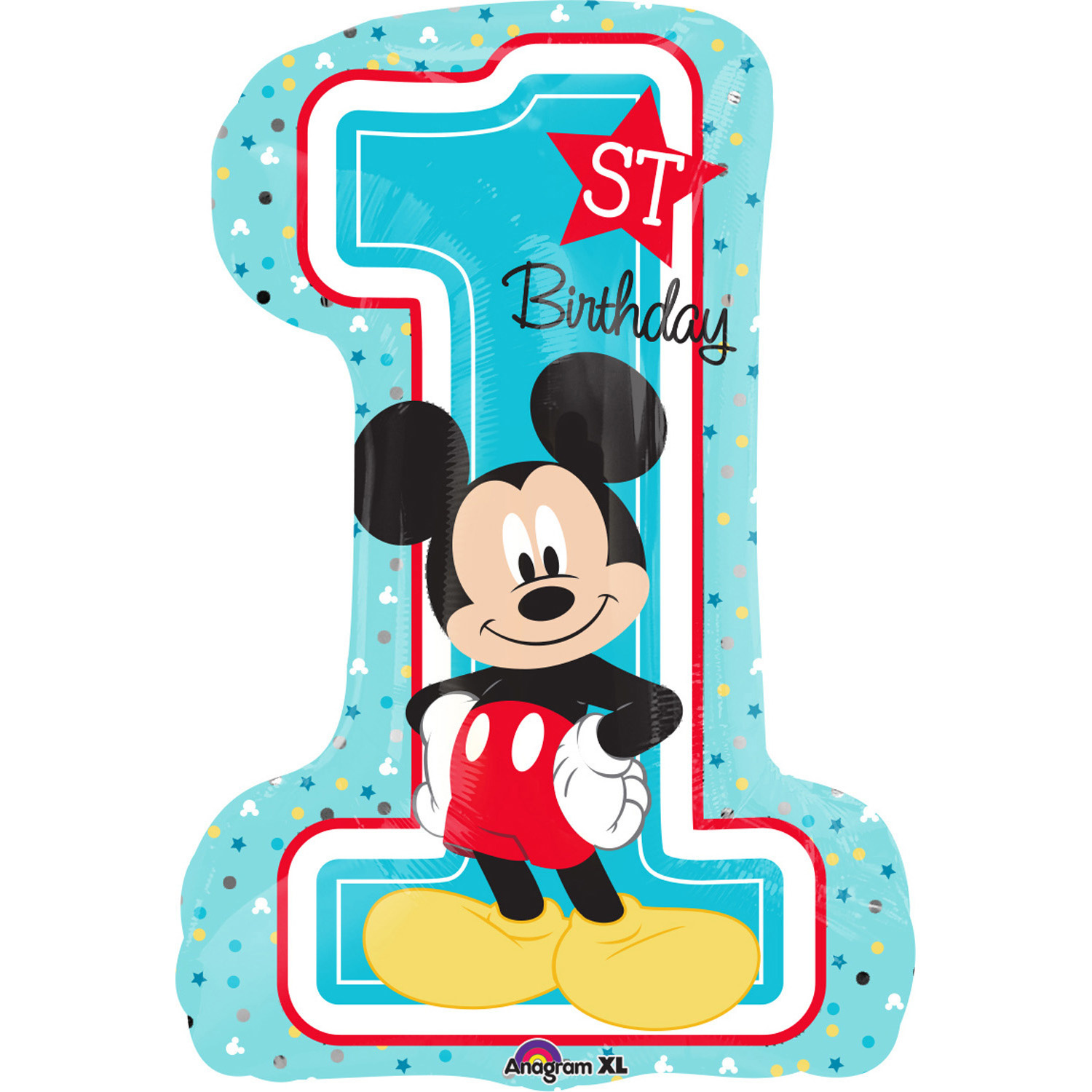 Folieballon 1st Birthday Mickey Mouse XL cijfer 