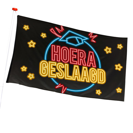 Hoera Geslaagd Vlag Neon 90 x 150 cm