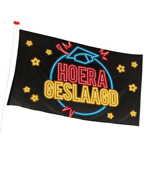 Hoera Geslaagd Vlag Neon 90 x 150 cm