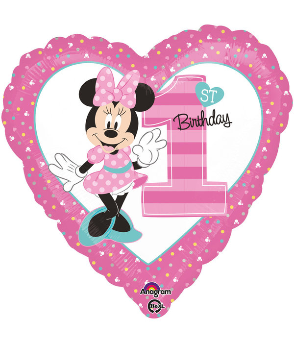 Folieballon 1st Birthday Minnie Mouse - 43 cm