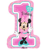 Folieballon 1st Birthday Minnie Mouse XL cijfer