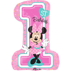 Folieballon 1st Birthday Minnie Mouse XL cijfer
