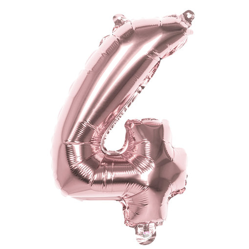 Cijfer Ballon '4' Folie Rosé Goud 36cm