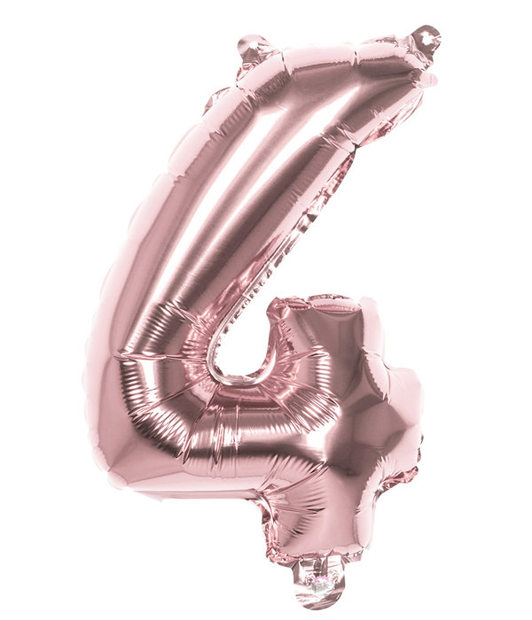 Cijfer Ballon '4' Folie Rosé Goud 36cm
